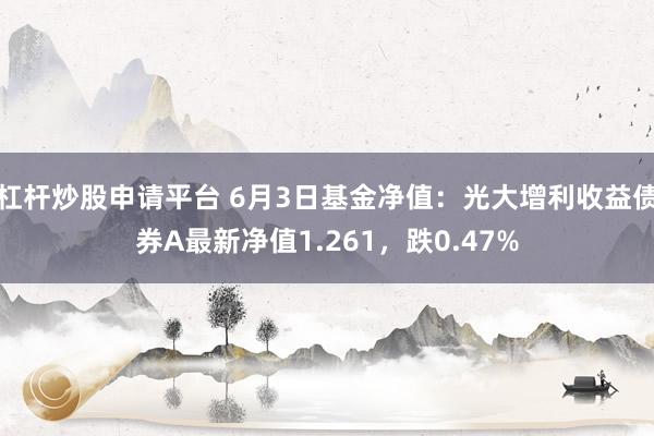 杠杆炒股申请平台 6月3日基金净值：光大增利收益债券A最新净值1.261，跌0.47%