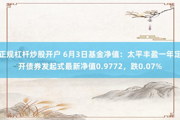 正规杠杆炒股开户 6月3日基金净值：太平丰盈一年定开债券发起式最新净值0.9772，跌0.07%