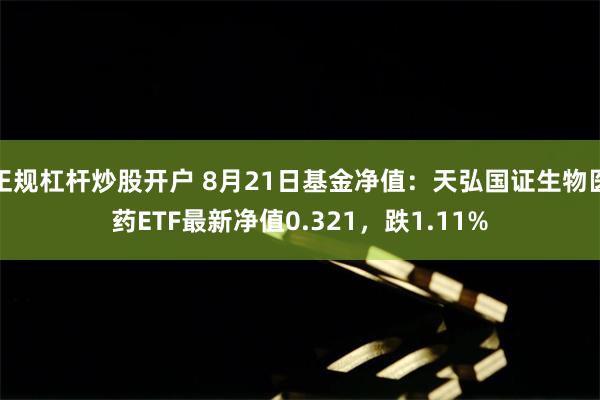 正规杠杆炒股开户 8月21日基金净值：天弘国证生物医药ETF最新净值0.321，跌1.11%